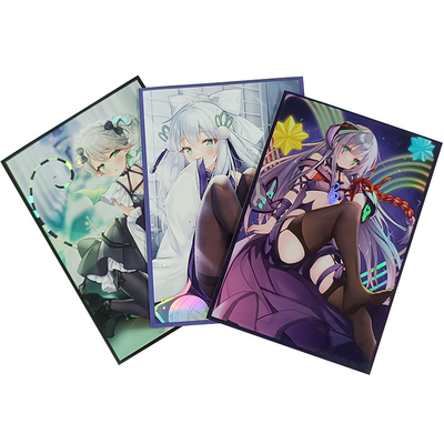Disesuaikan Holo Printing Art Card Sleeves Yugioh MTG TCG Hologram Anime Custom Trading Board Game Card Sleeves